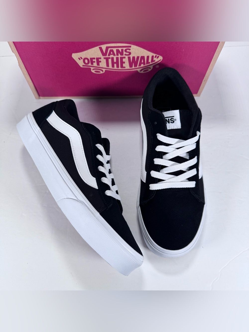 Vans Vero LS Suede Canvas Black White Low Top Lace Up Sneakers Men 8.5 Women 10